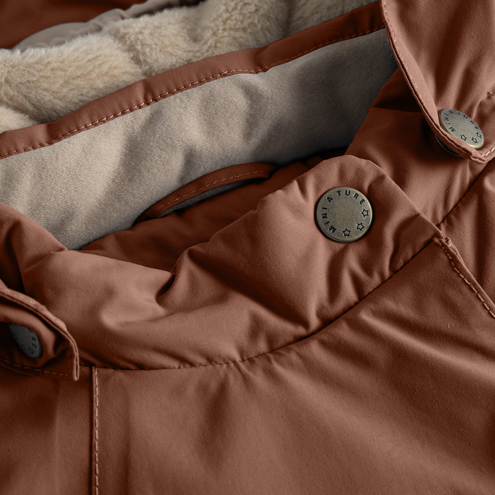 MAT WANG Fleece Lined Winter Jacket Rootbeer Brown