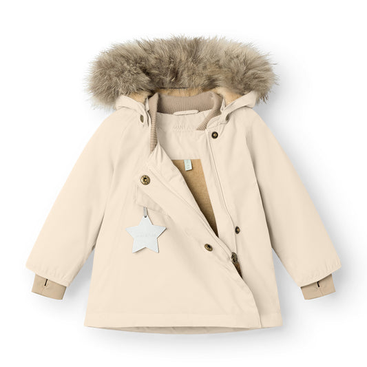 MAT WANG Fleece Lined Winter Jacket Fur Angora Cream