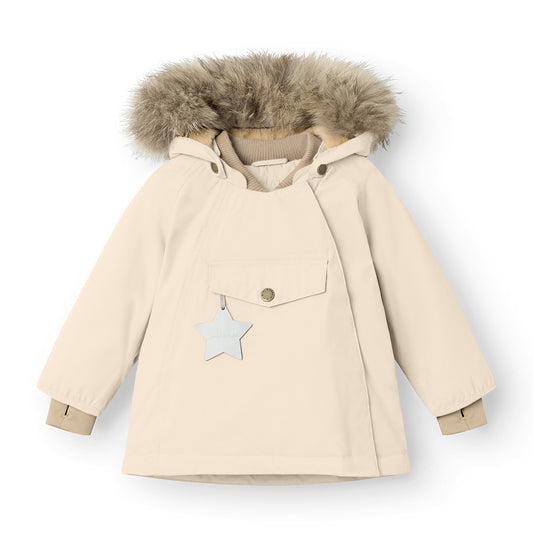 MAT WANG Fleece Lined Winter Jacket Fur Angora Cream