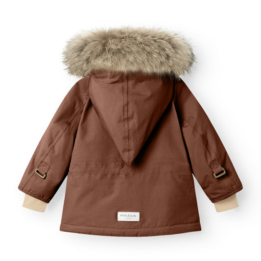 MAT WANG Fleece Lined Winter Jacket Fur Rootbeer Brown