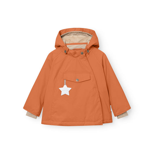 MATWANG Fleece Lined Winter Jacket Leather Brwon