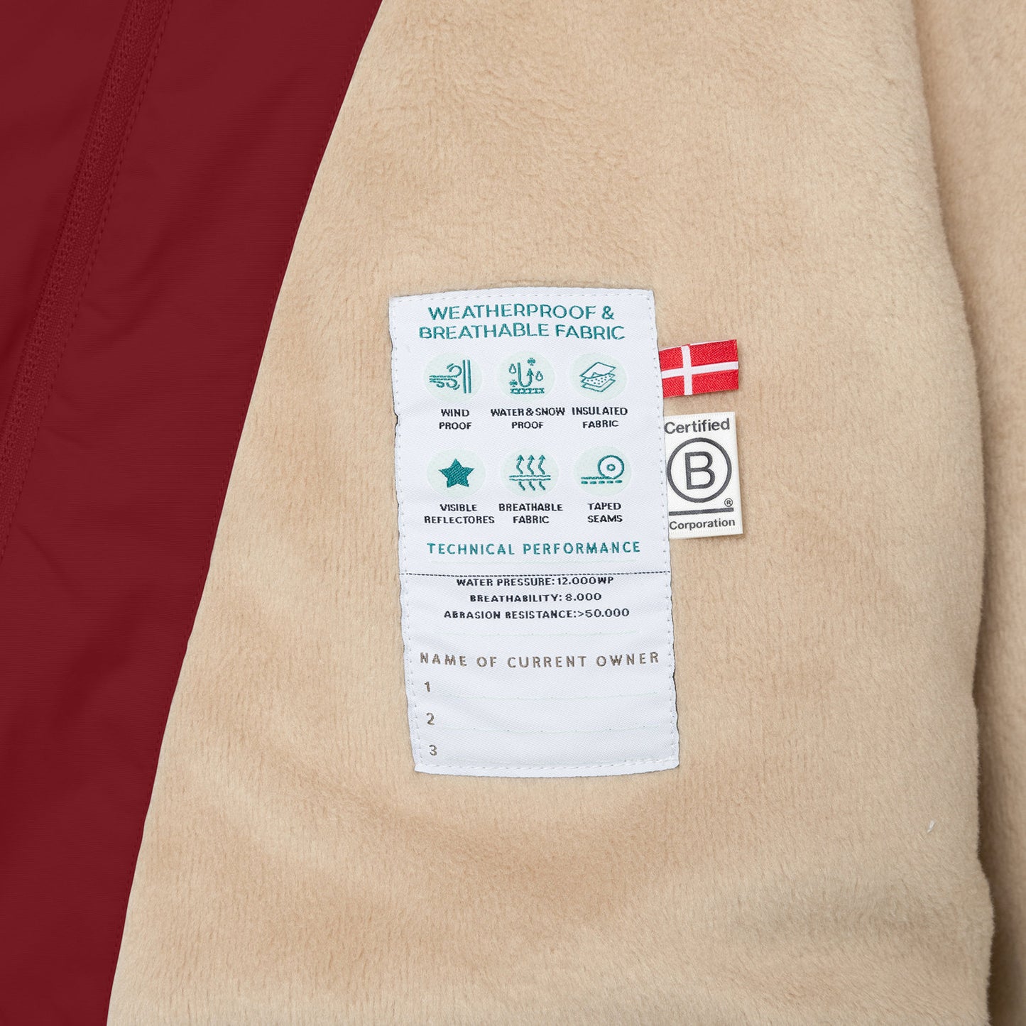 MATWANG Fleece Lined Winter Jacket Red Merlot