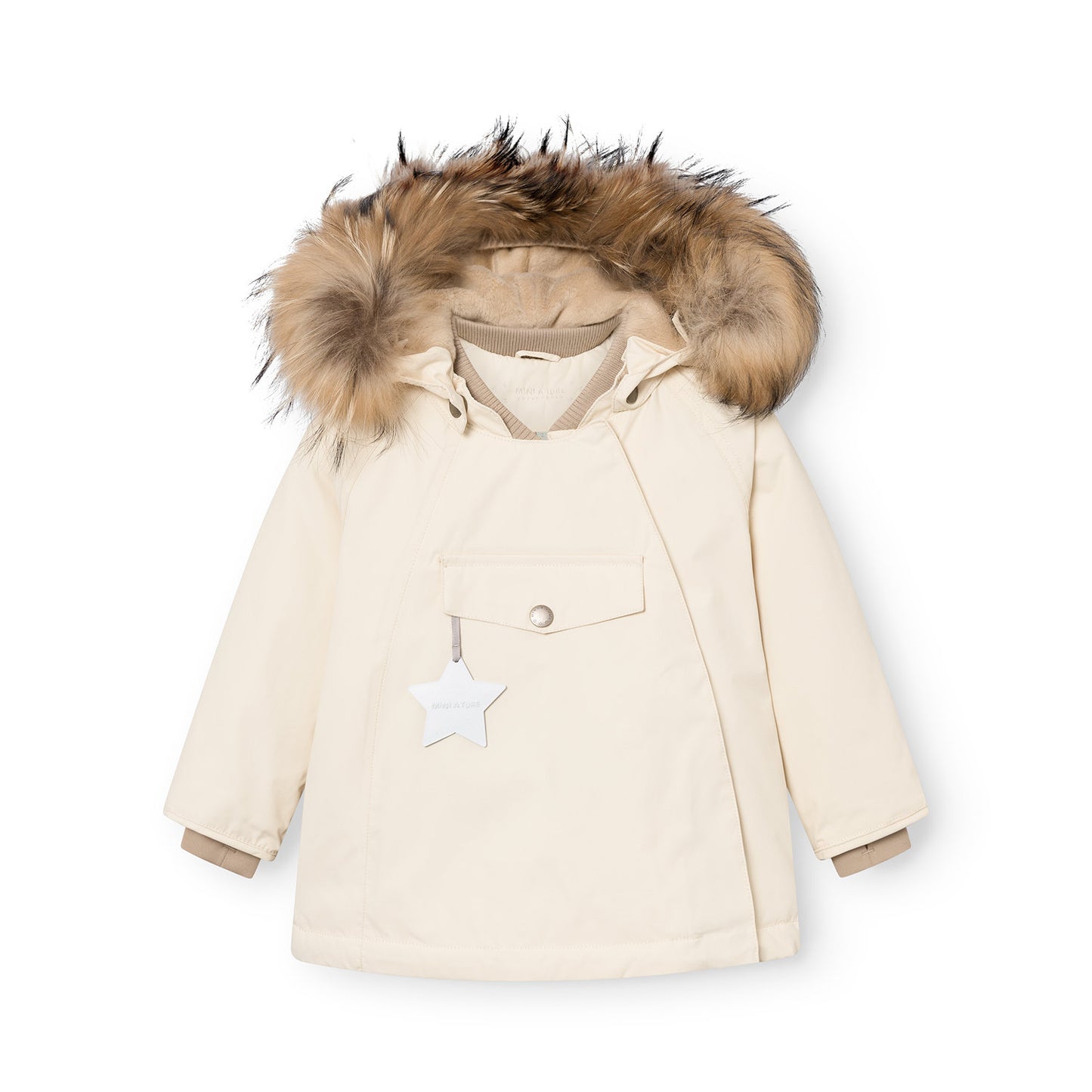 MATWANG Fleece Lined Winter Jacket Fur Angora Cream