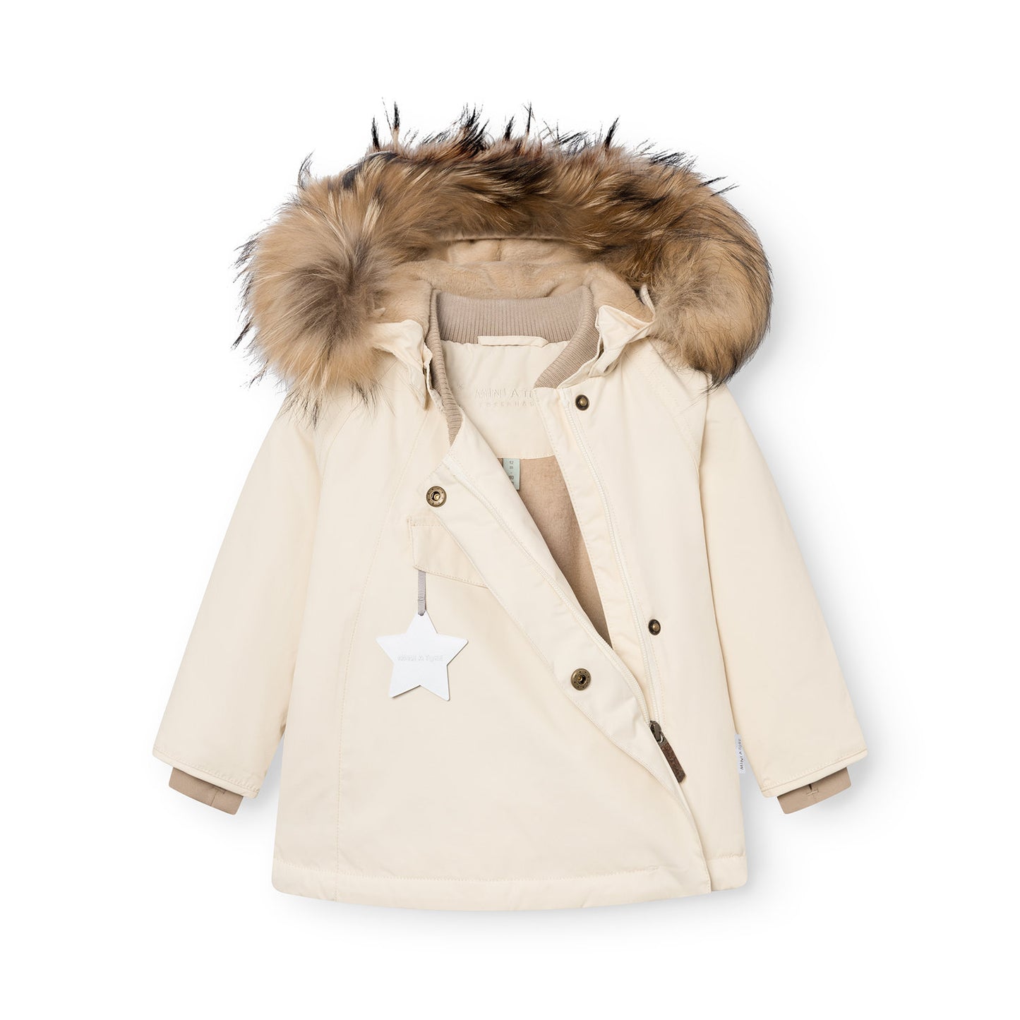 MATWANG Fleece Lined Winter Jacket Fur Angora Cream