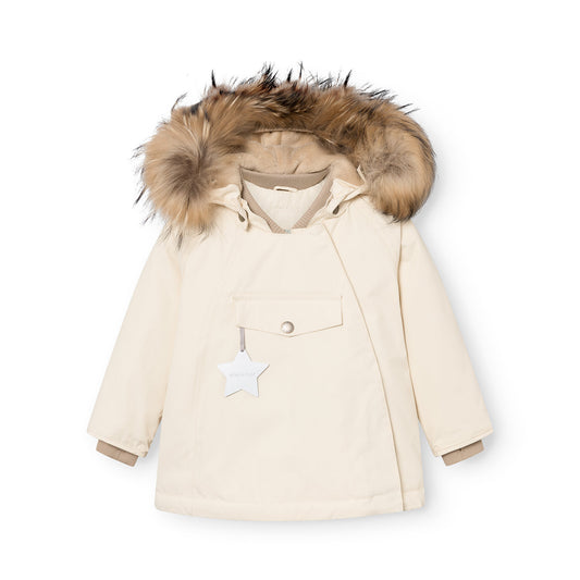 MATWANG Fleece Lined Winter Jacket Fur Angora Cream