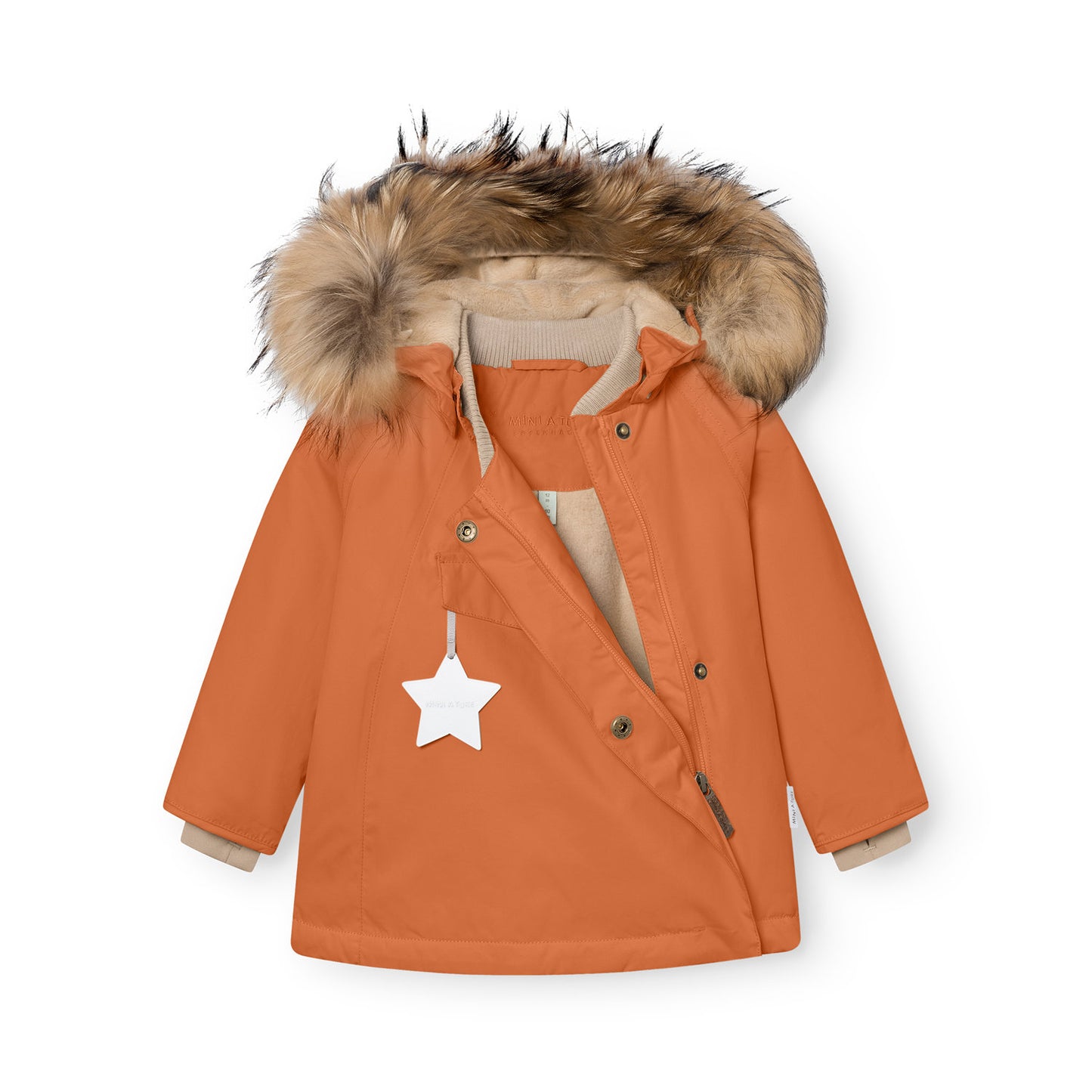 MATWANG Fleece Lined Winter Jacket Fur Leather Brown