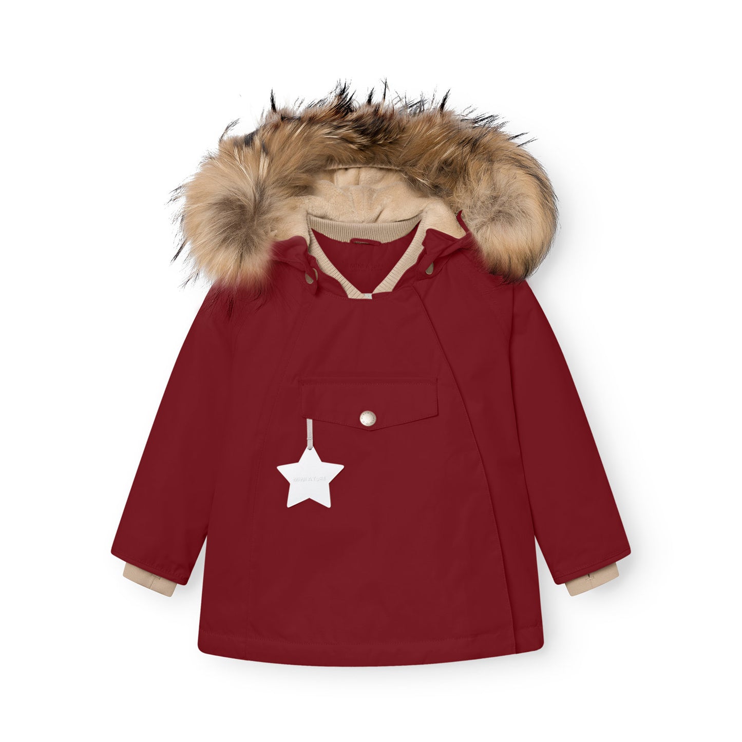 MATWANG Fleece Lined Winter Jacket Fur Red Merlot