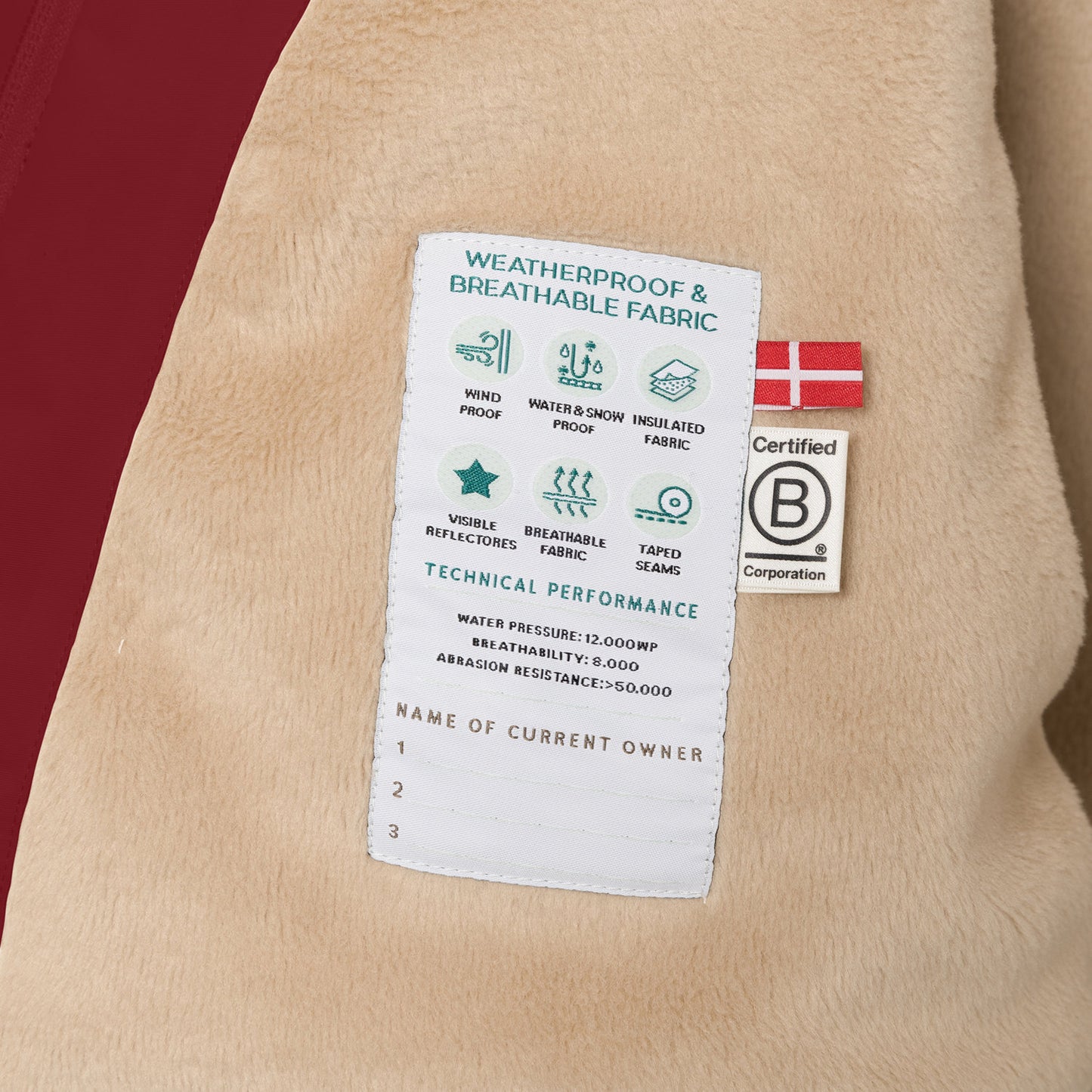 MATWANG Fleece Lined Winter Jacket Fur Red Merlot