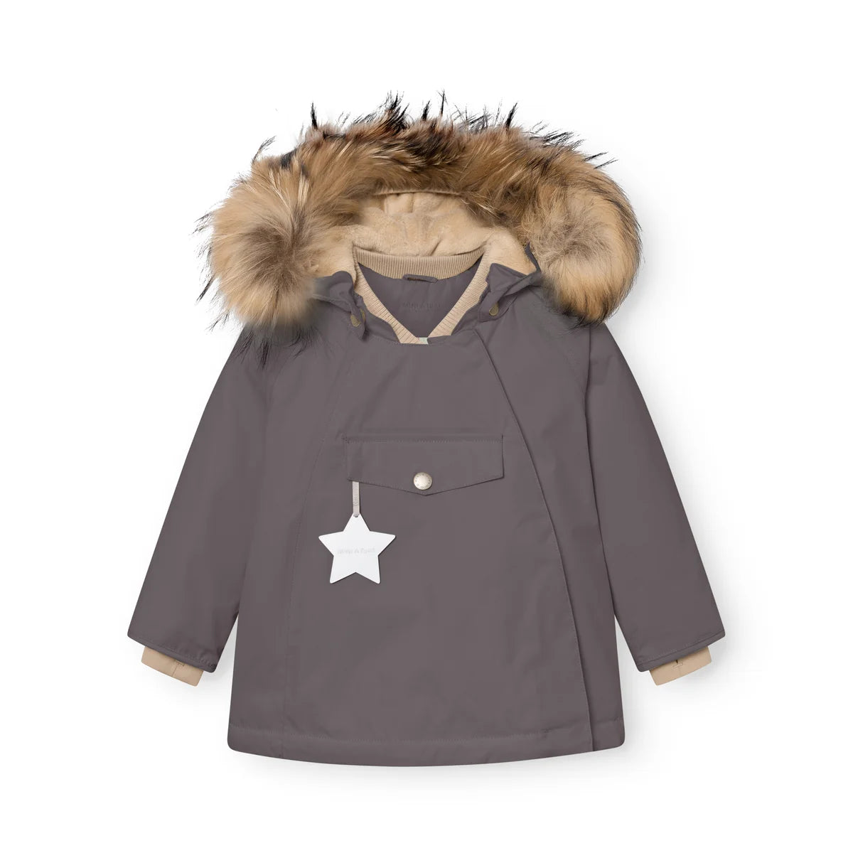 Mini A Ture Fleece Lined Winter Jacket FUR Plum Kitten
