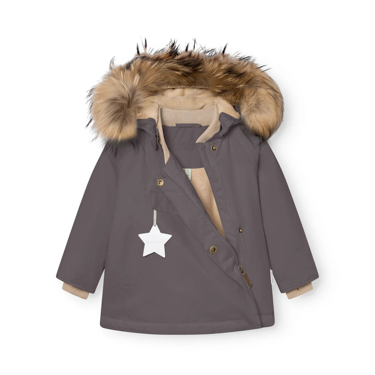 Mini A Ture Fleece Lined Winter Jacket FUR Plum Kitten