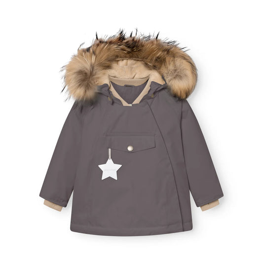 Mini A Ture Fleece Lined Winter Jacket FUR Plum Kitten