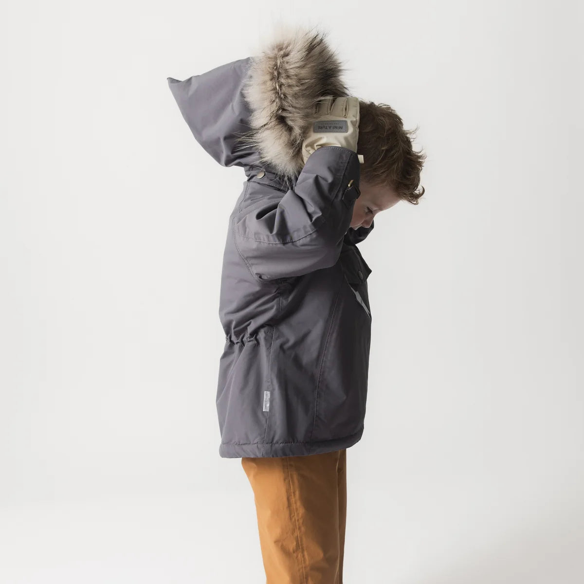 Mini A Ture Fleece Lined Winter Jacket FUR Plum Kitten