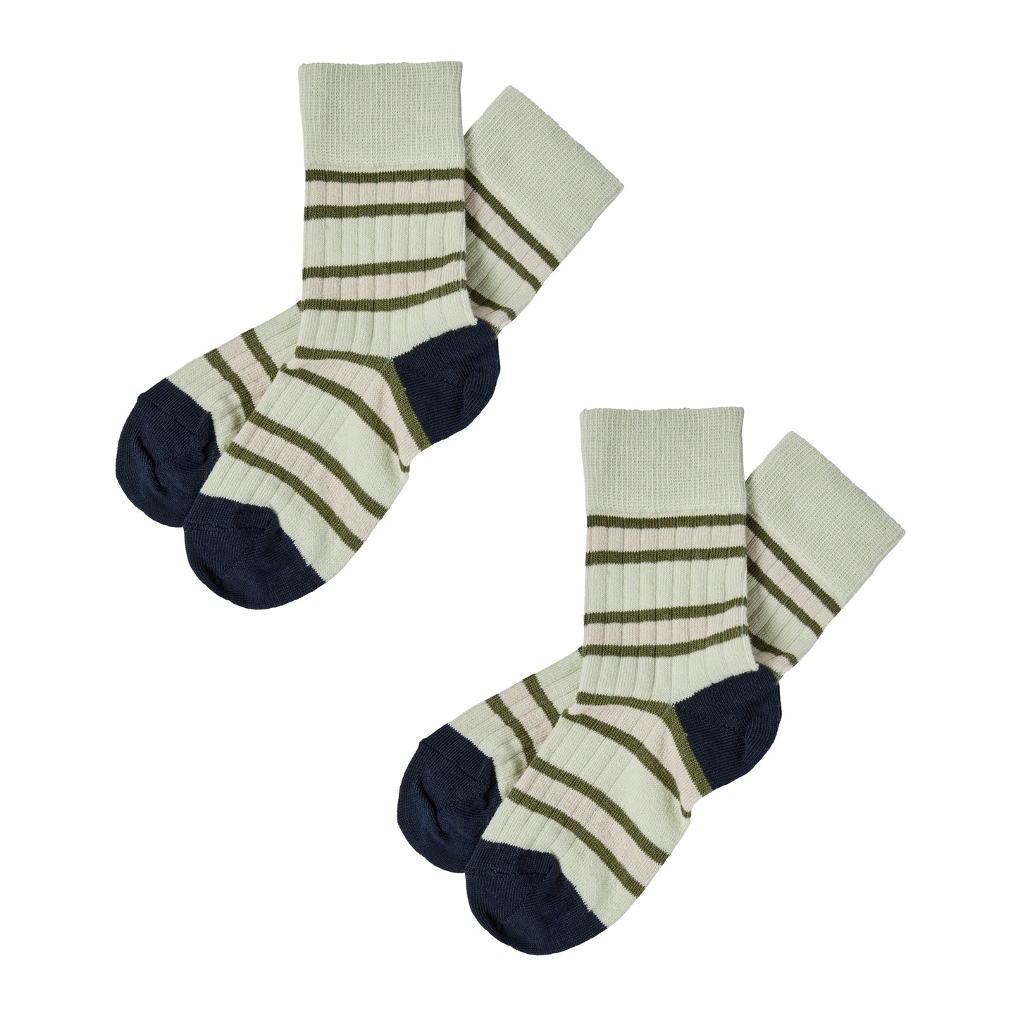 1 Pack Two Tone Striped Organic Cotton Socks Apple Olive