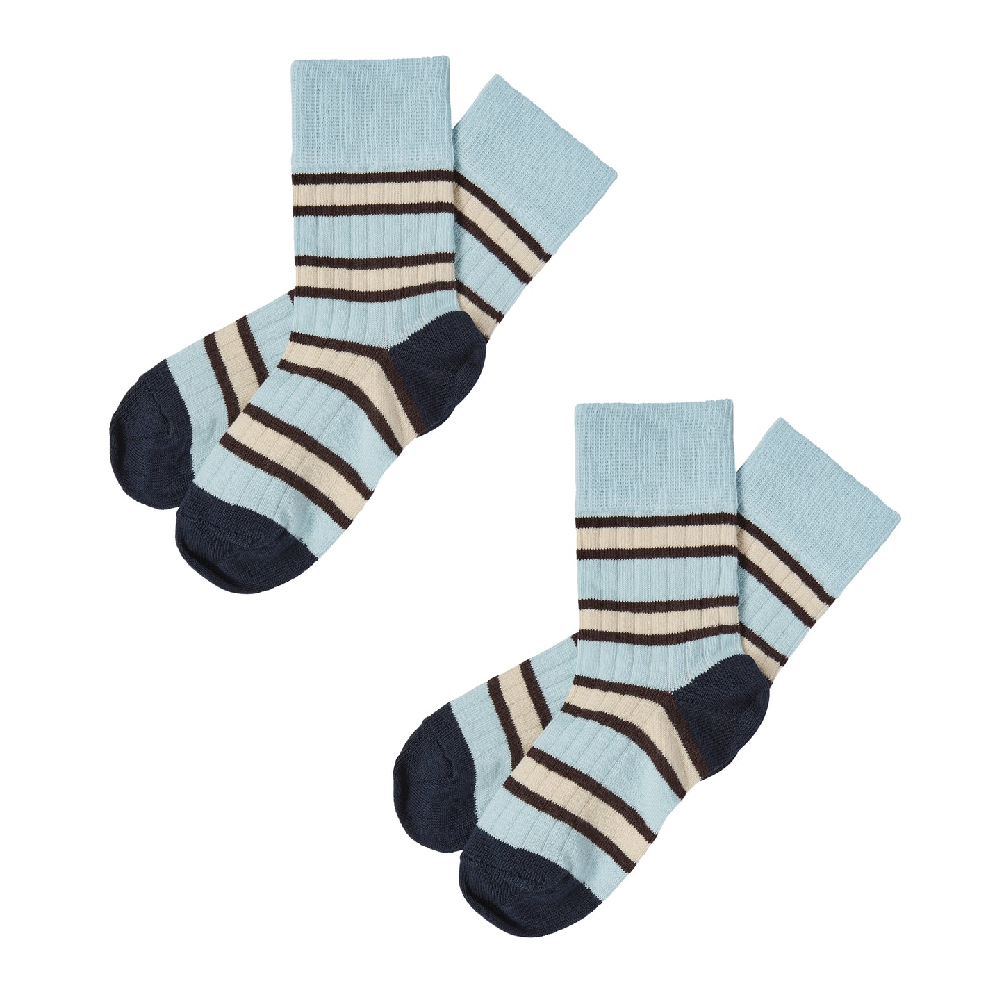 1 Pack Two Tone Striped Organic Cotton Socks Mulberry Cloud