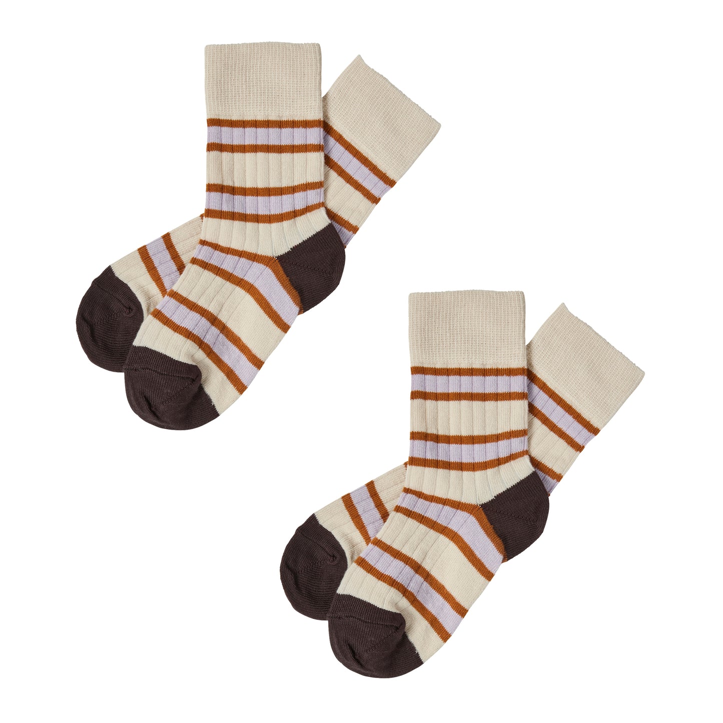 1 Pack Two Tone Striped Organic Cotton Socks Mulberry Heather