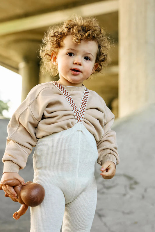 Footless Cream Blend Checked Tight