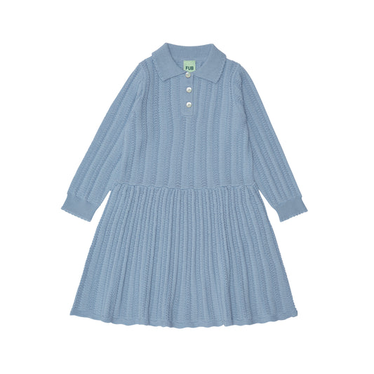 Wool Pointelle Dress Sky