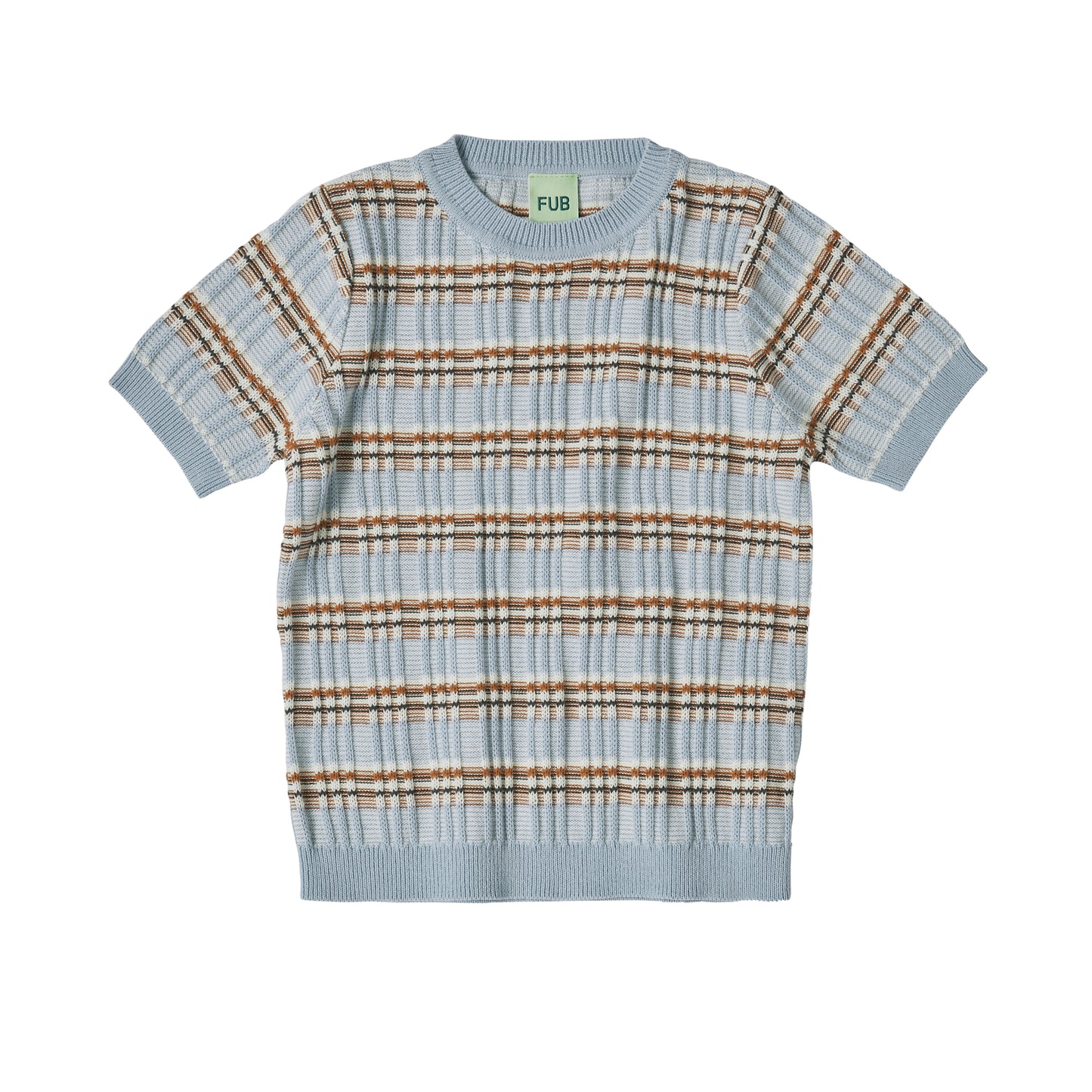 Organic Cotton Rib Short Sleeves T-Shirt Blue