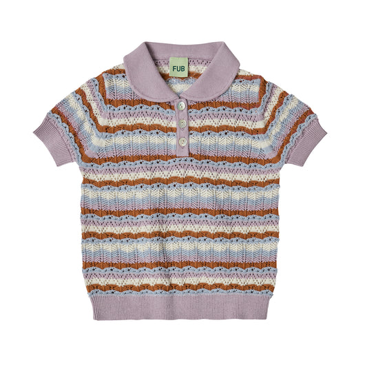 Pointelle Organic Cotton Short Sleeves Polo Shirt Heather