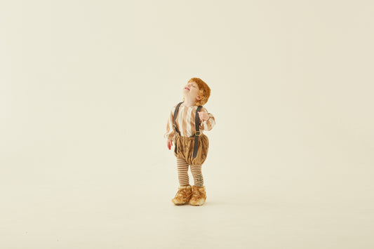 Cotton Linen Wide Stripe Baby Blouse Beige