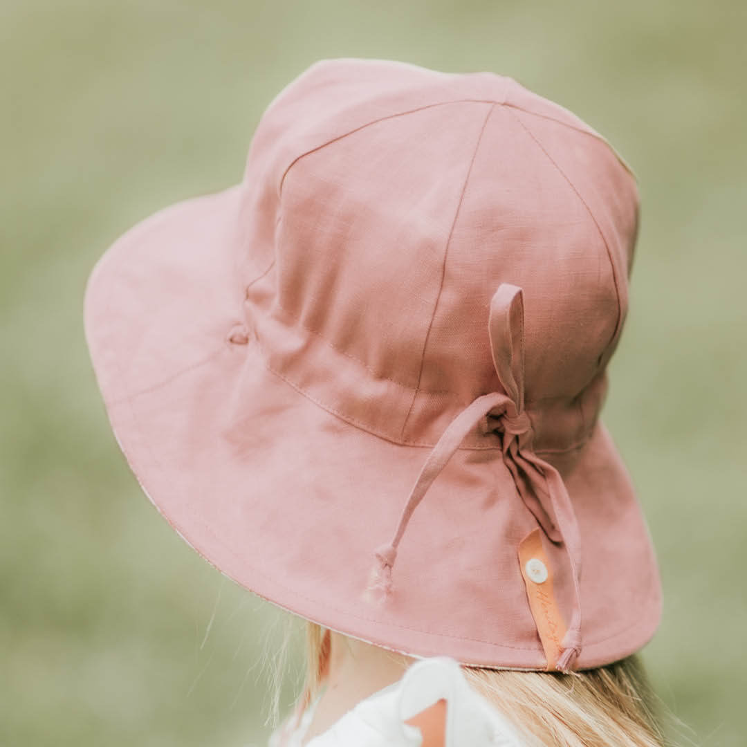 Girls Bucket Linen Sun Hat Pippa / Rosa