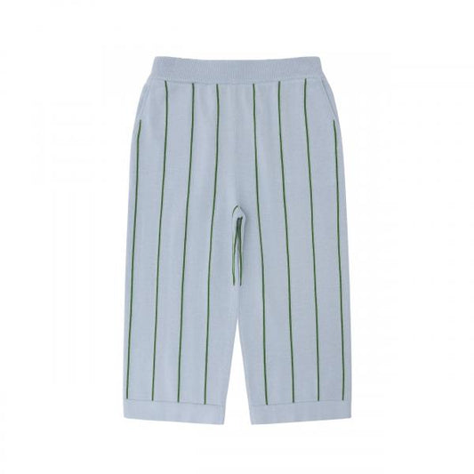 Organic Cotton FUB Striped Knit Lounge Trousers Light Blue
