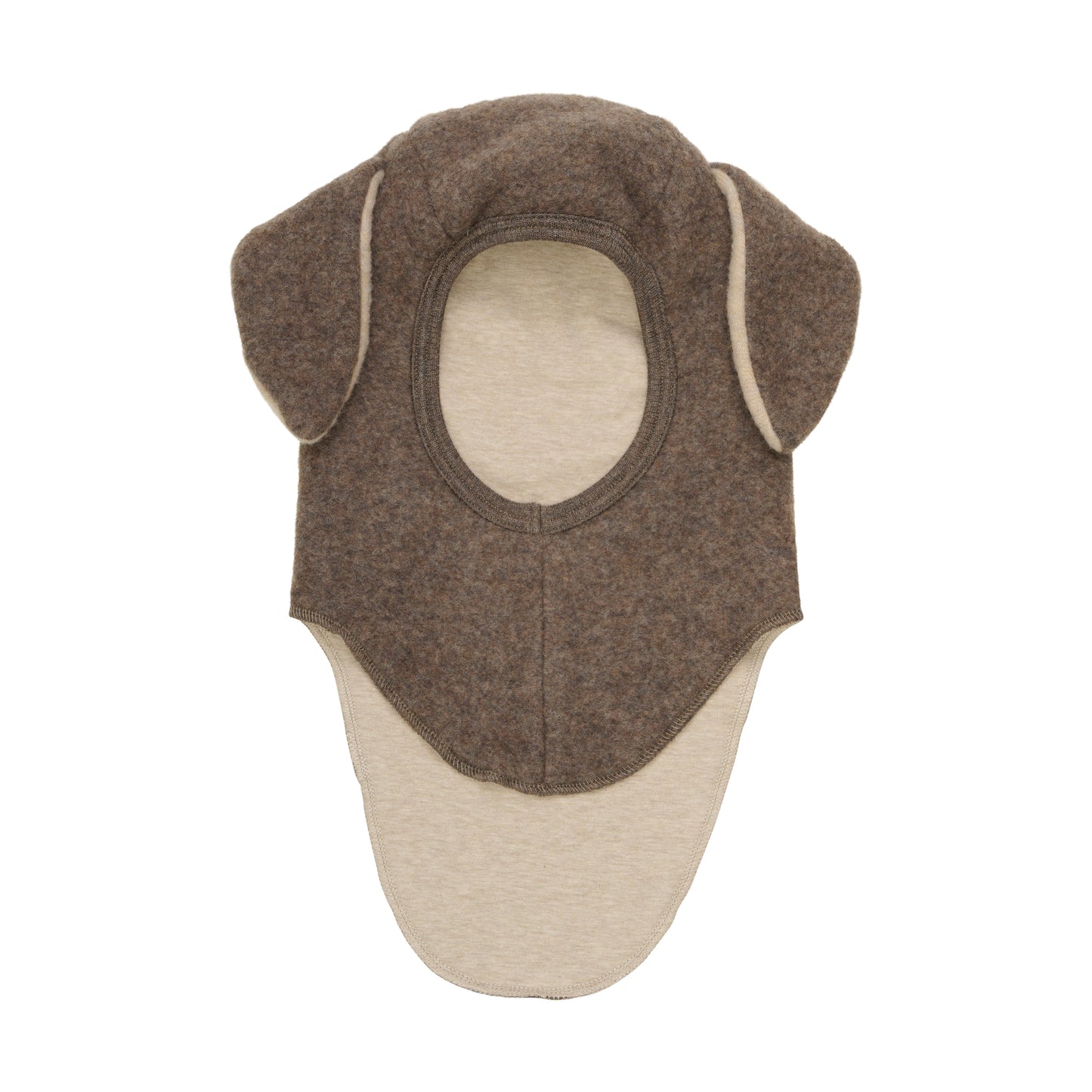 Hare Balaclava Merino Wool Fleece Hat Brown