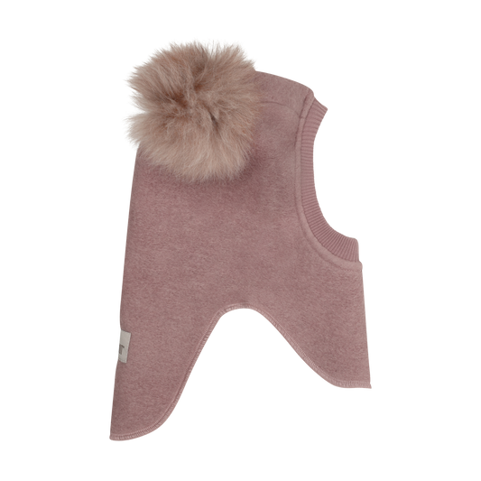 HUTTEliHUT Wool Balaclava with Alpaca Pom-Poms Deauville Mauve