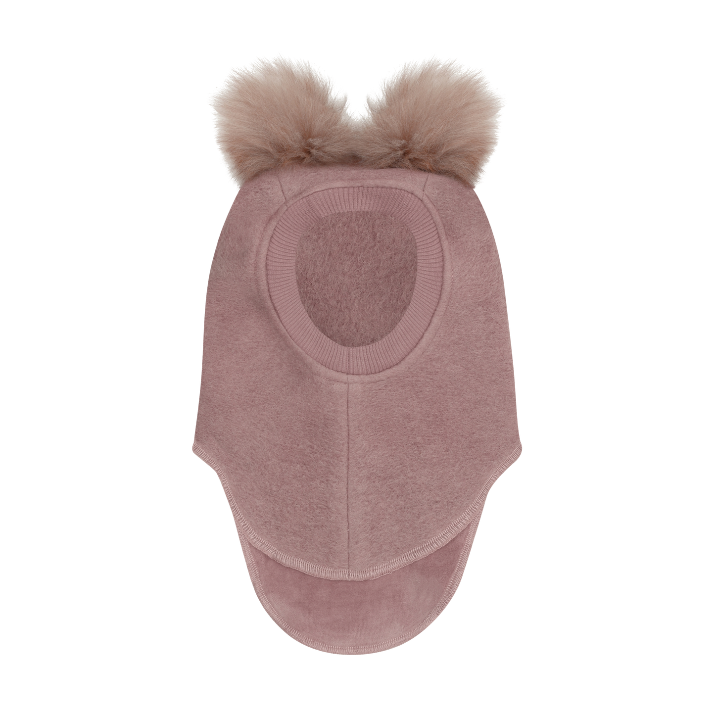 HUTTEliHUT Wool Balaclava with Alpaca Pom-Poms Deauville Mauve