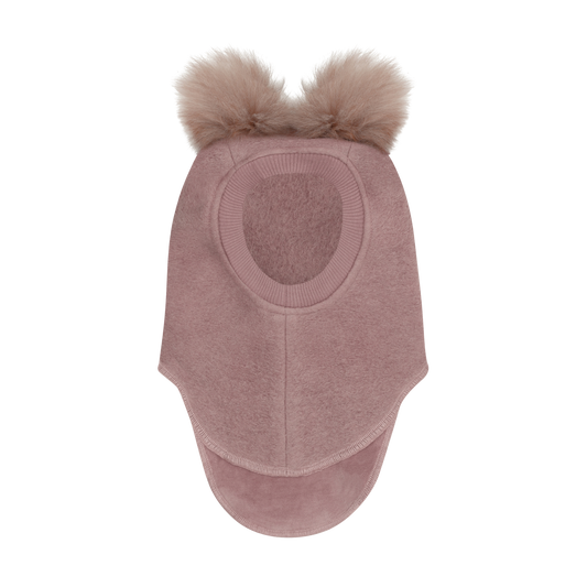 HUTTEliHUT Wool Balaclava with Alpaca Pom-Poms Deauville Mauve