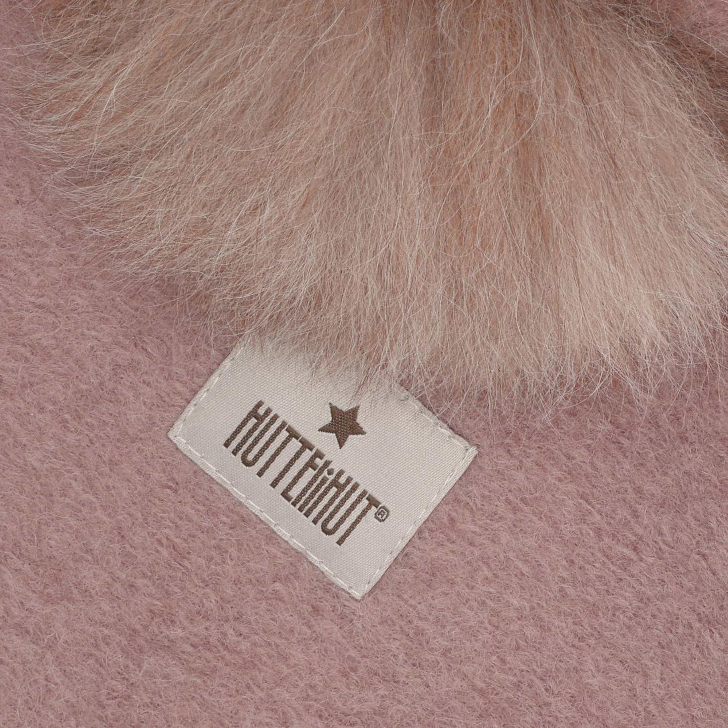 HUTTEliHUT Wool Balaclava with Alpaca Pom-Poms Deauville Mauve