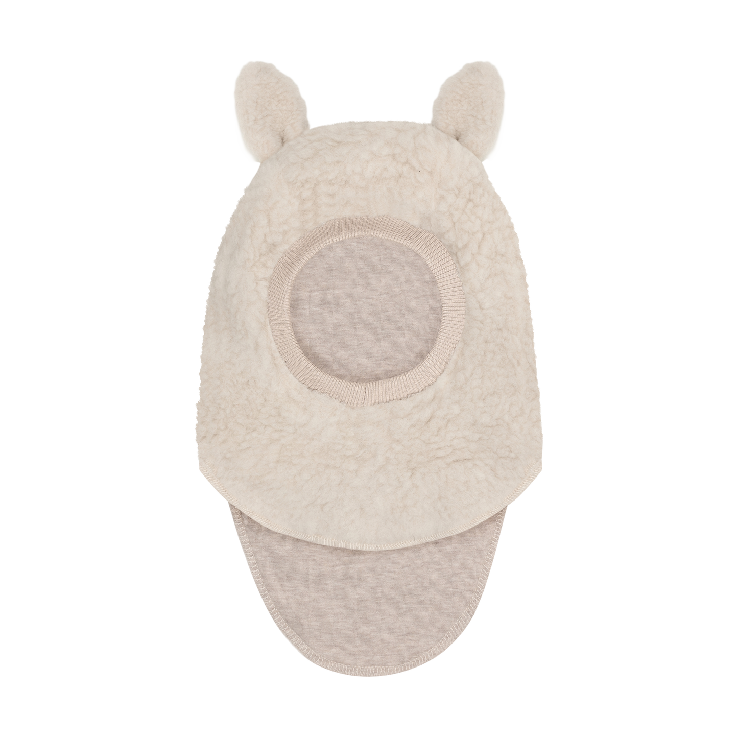 HUTTEliHUT Wool Teddy Bear Ears Balaclava Cement