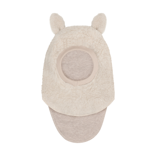 HUTTEliHUT Wool Teddy Bear Ears Balaclava Cement