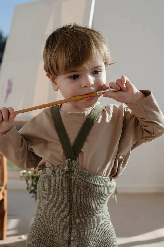 Footless Organic Cotton Tights Creamy Olive