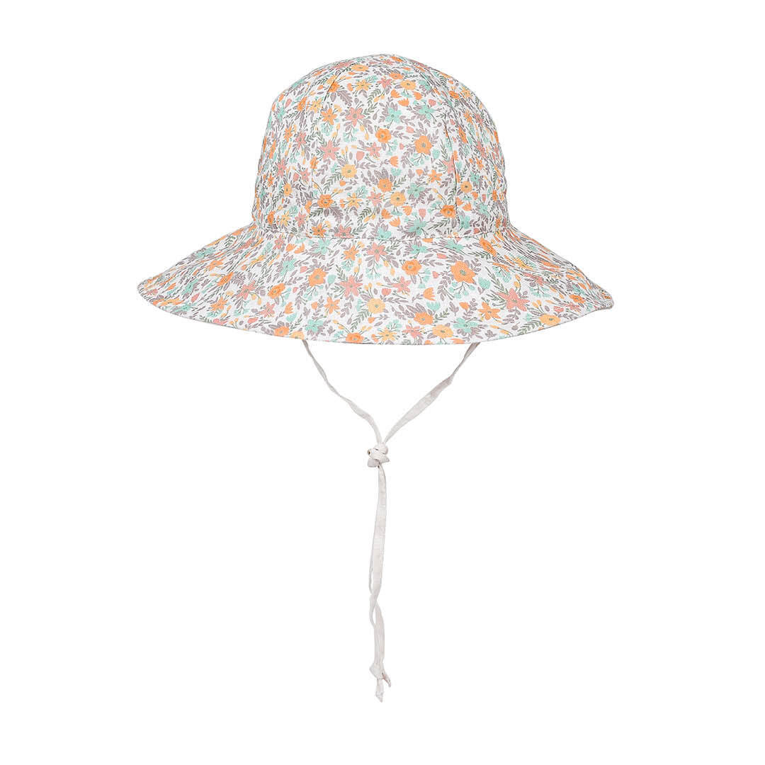 Girls Linen Reversible Summer Bucket Sun Hat Faith/Flax