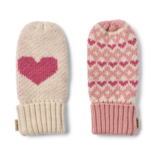 Jacquard Mittens Haansi and Neckwarmer Majo Set Rose