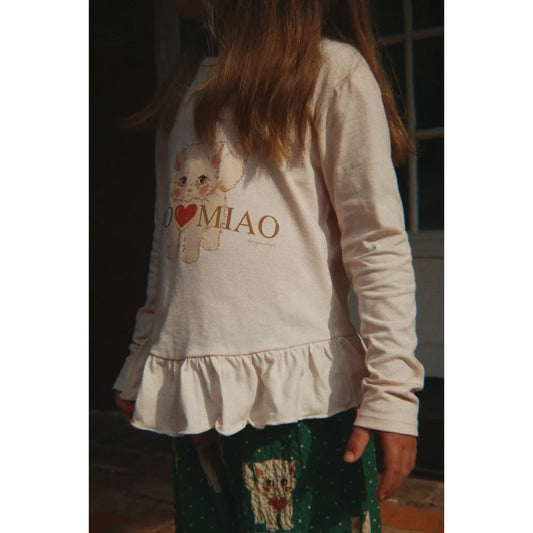 Konges Sløjd Kitty Frill Tee GOTS Organic Cotton Girls Long Sleeve Ciao Miao