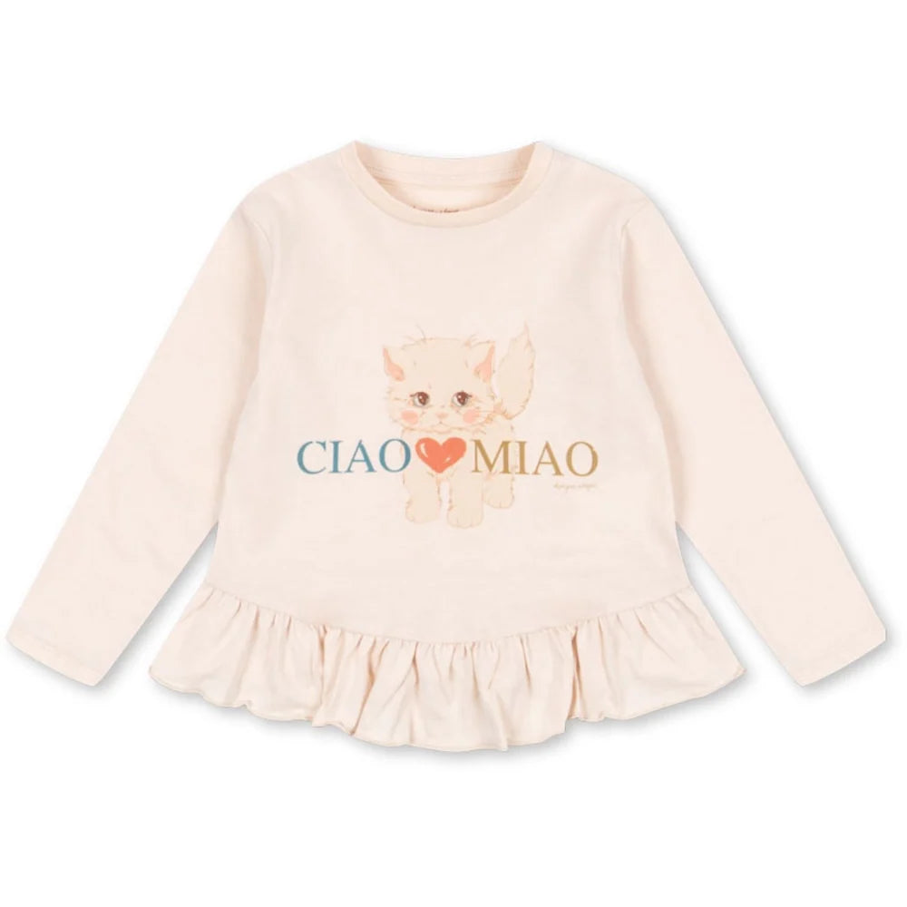 Konges Sløjd Kitty Frill Tee GOTS Organic Cotton Girls Long Sleeve Ciao Miao