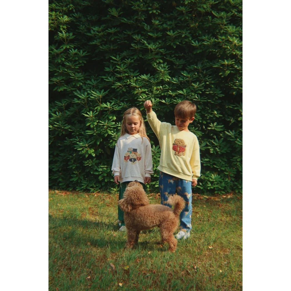 Konges Sløjd Spotty Polo Long Sleeves Organic Cotton Kids Sweatshirt Cream Family Photo