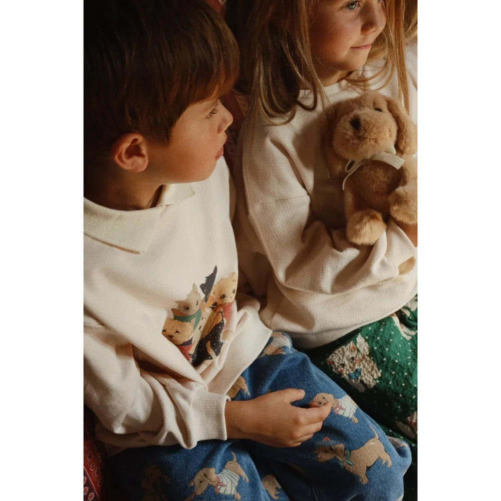 Konges Sløjd Spotty Polo Long Sleeves Organic Cotton Kids Sweatshirt Cream Family Photo