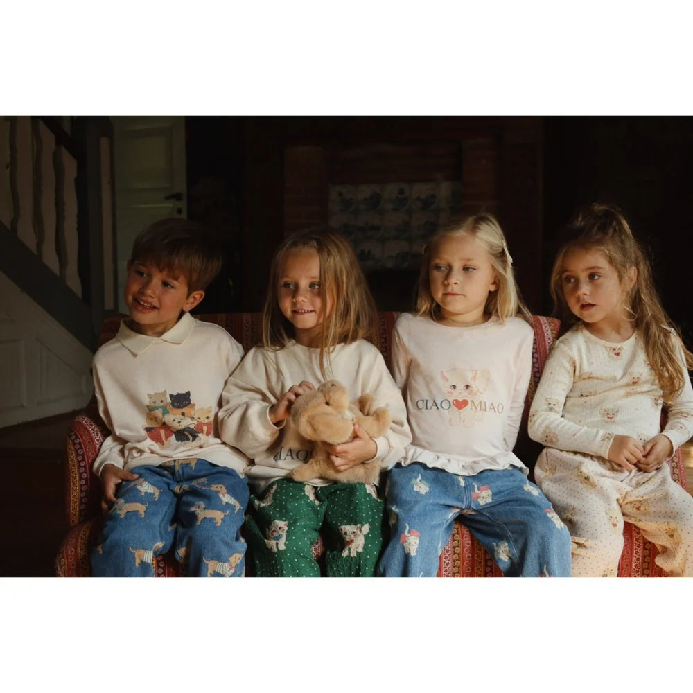 Konges Sløjd Spotty Polo Long Sleeves Organic Cotton Kids Sweatshirt Cream Family Photo