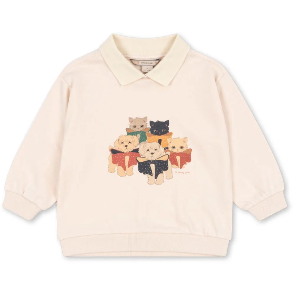 Konges Sløjd Spotty Polo Long Sleeves Organic Cotton Kids Sweatshirt Cream Family Photo