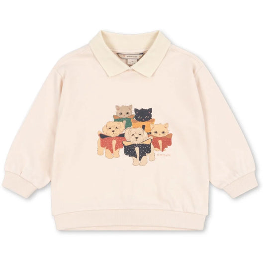 Konges Sløjd Spotty Polo Long Sleeves Organic Cotton Kids Sweatshirt Cream Family Photo