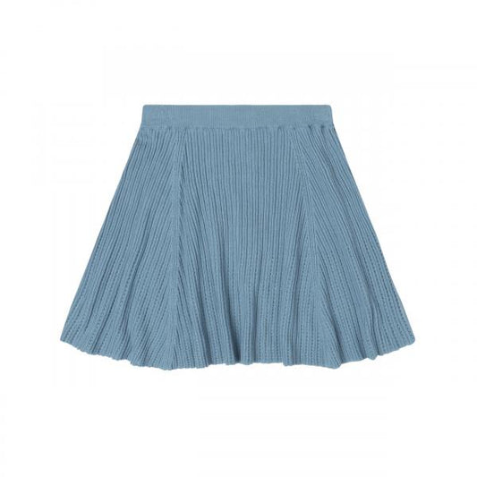 Organic Cotton Pointelle Ribbed Knit Skirt Dusty Blue