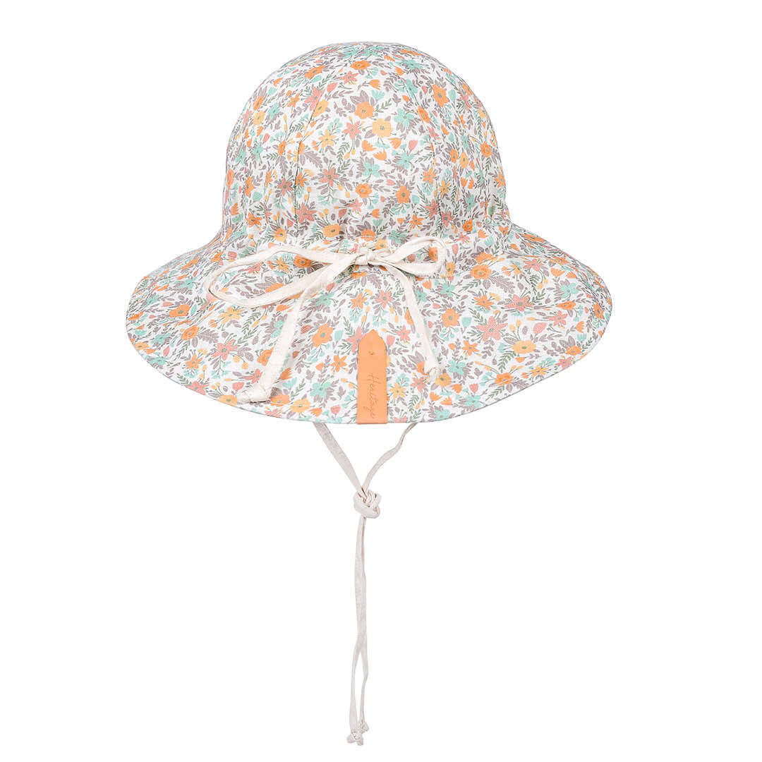 Girls Linen Reversible Summer Bucket Sun Hat Faith/Flax