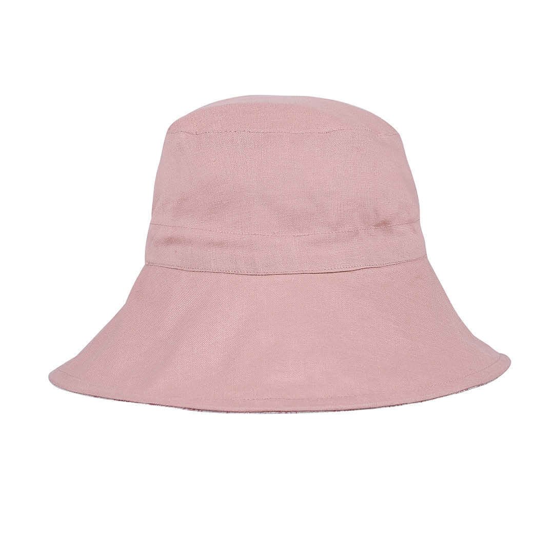 Adult Linen Reversible Summer Bucket Sun Hat Pippa / Rosa