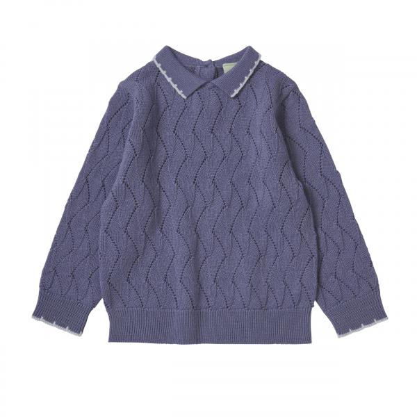 Organic Merino Wool Classic Baby Pointelle Blouse Dusty Violet