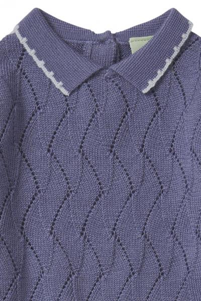 Organic Merino Wool Classic Baby Pointelle Blouse Dusty Violet