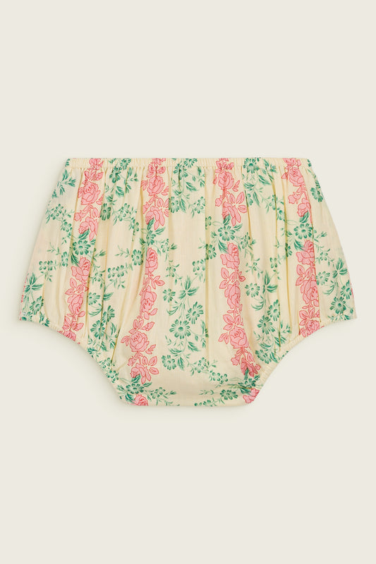 Abhi Vintage Rose Organic Cotton Bloomers with Elastic Waist Arabesque Print