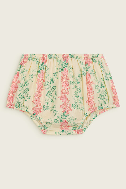 Abhi Vintage Rose Organic Cotton Bloomers with Elastic Waist Arabesque Print